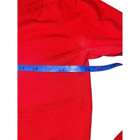 J CREW Women's Size Medium 100% Merino Wool V-Neck Lightweight Red Sweater READ - Picture 9 of 15